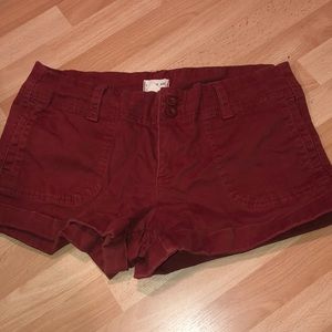 Red jean shorts